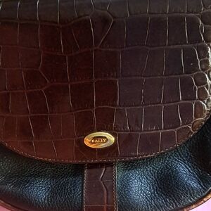 Bally Dark Brown Croc-Embossed Bag
